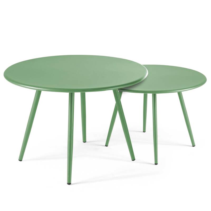 Tavolini impilabili rotondi da giardino Ø50 x 34 cm e Ø40 x 29,5 cm
