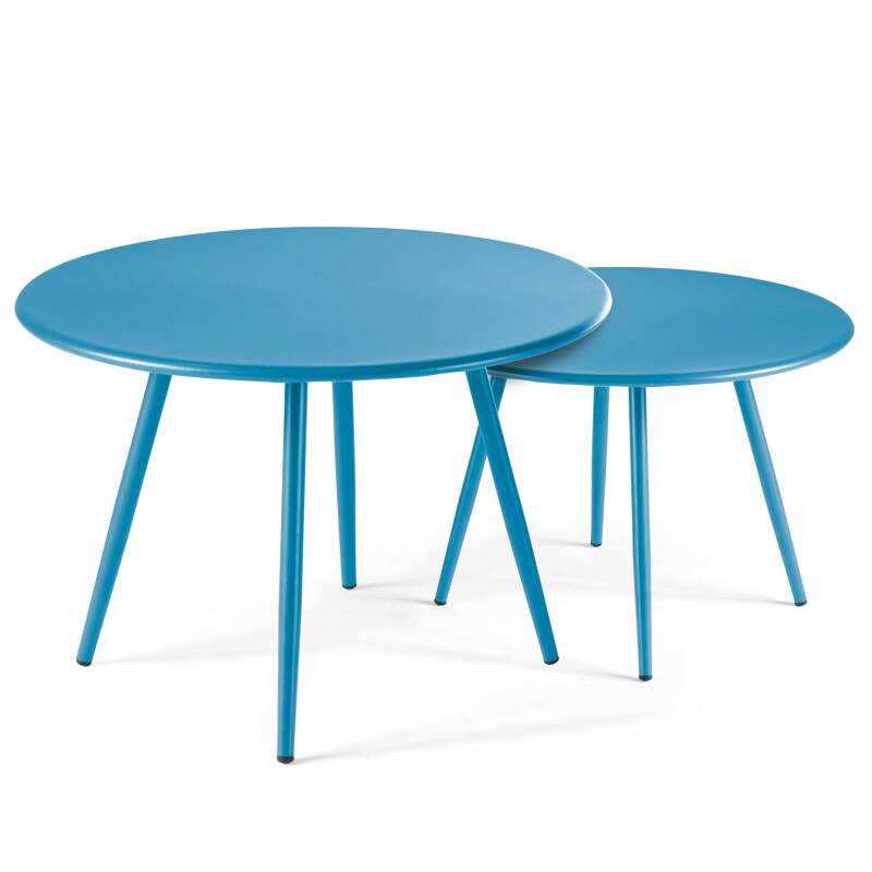 Tavolini impilabili rotondi da giardino Ø50 x 34 cm e Ø40 x 29,5 cm