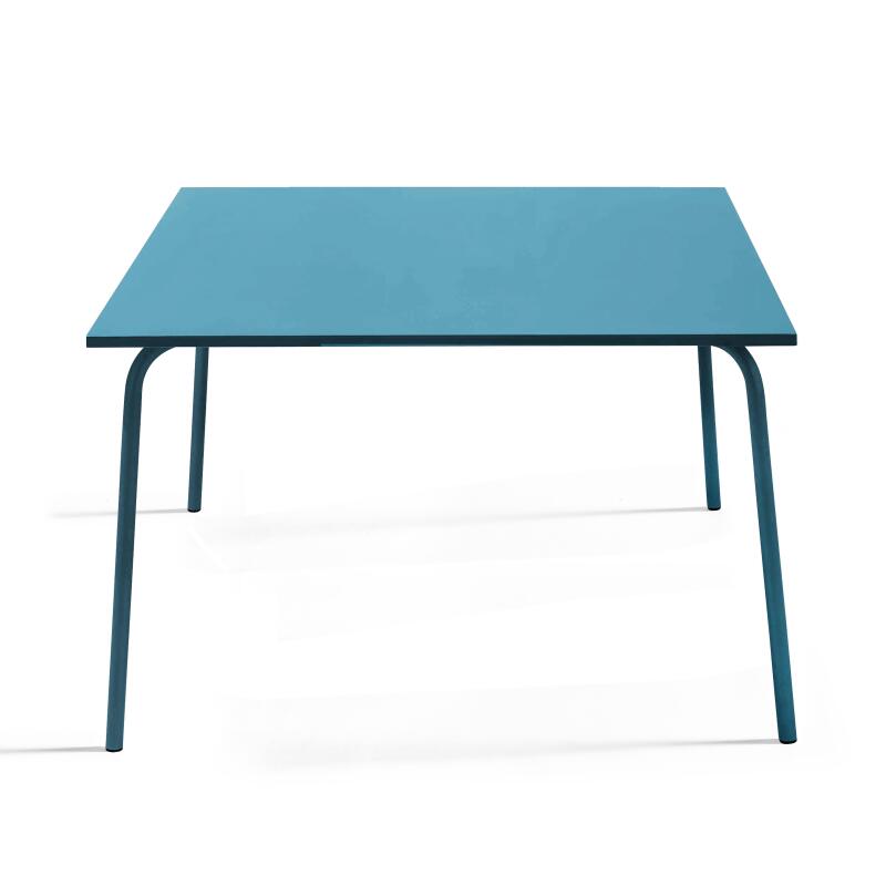 Tavolo da giardino quadrato 120 x 120 cm e 4 panche in metallo (2/6)