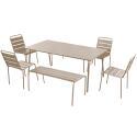 Tavolo da giardino rettangolare 180 x 90 cm con 4 sedie e 2 panche in metallo