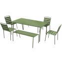 Tavolo da giardino rettangolare 180 x 90 cm con 4 sedie e 2 panche in metallo