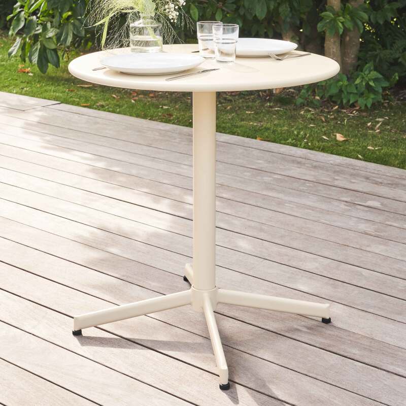 Tavolo da giardino pieghevole da bistrot ⌀70 x 72 cm e 4 sedie con braccioli in metallo (3/7)