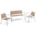 Salotto da giardino in metallo con 2 poltrone e 1 panca