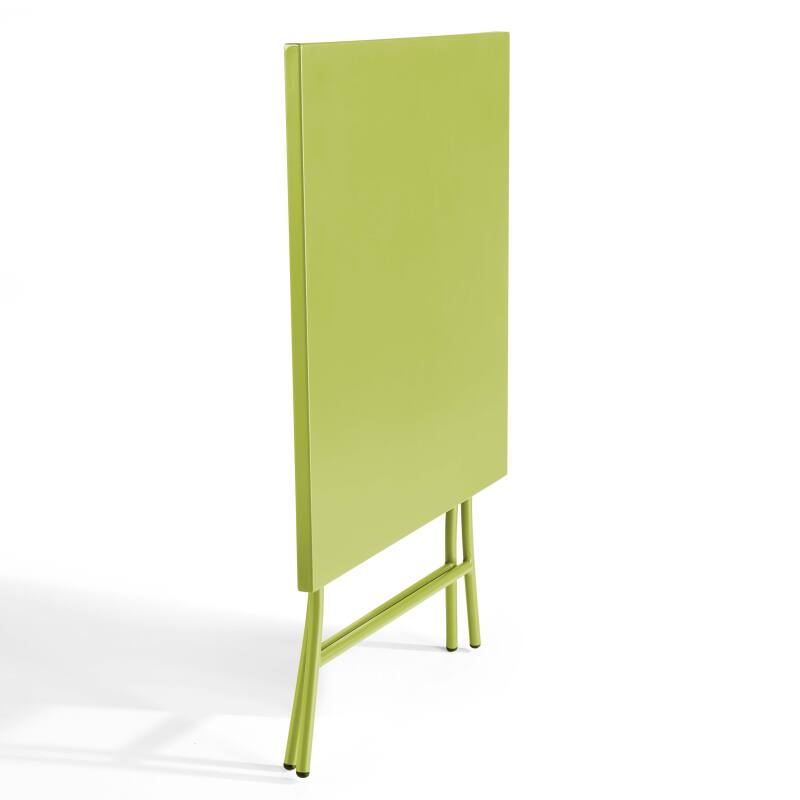 Tavolo da giardino quadrato 70 x 70 cm con piano pieghevole e 2 sedie pieghevoli in metallo