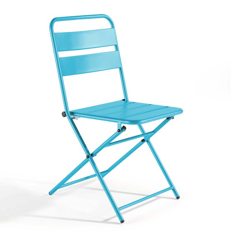 Tavolo da giardino quadrato 70 x 70 cm con piano pieghevole e 2 sedie pieghevoli in metallo