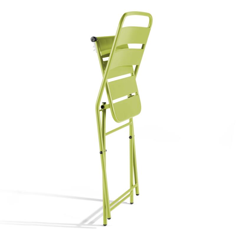 Tavolo da giardino quadrato 70 x 70 cm con piano pieghevole e 2 sedie pieghevoli in metallo