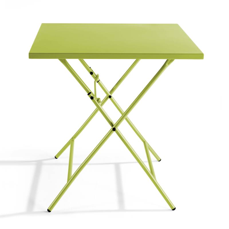 Tavolo da giardino quadrato 70 x 70 cm con piano pieghevole e 2 sedie pieghevoli in metallo