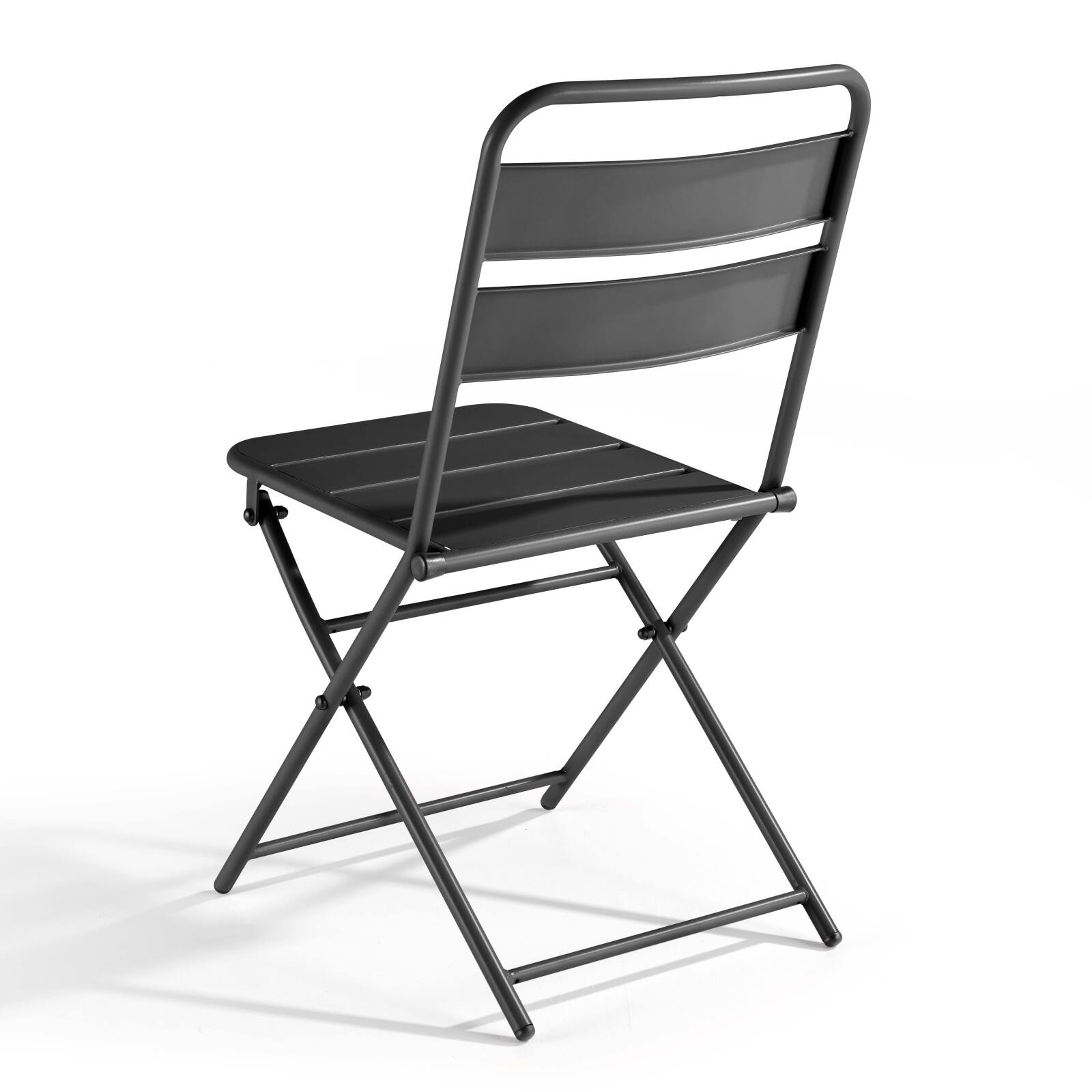 Tavolo da giardino quadrato 70 x 70 cm con piano pieghevole e 2 sedie pieghevoli in metallo