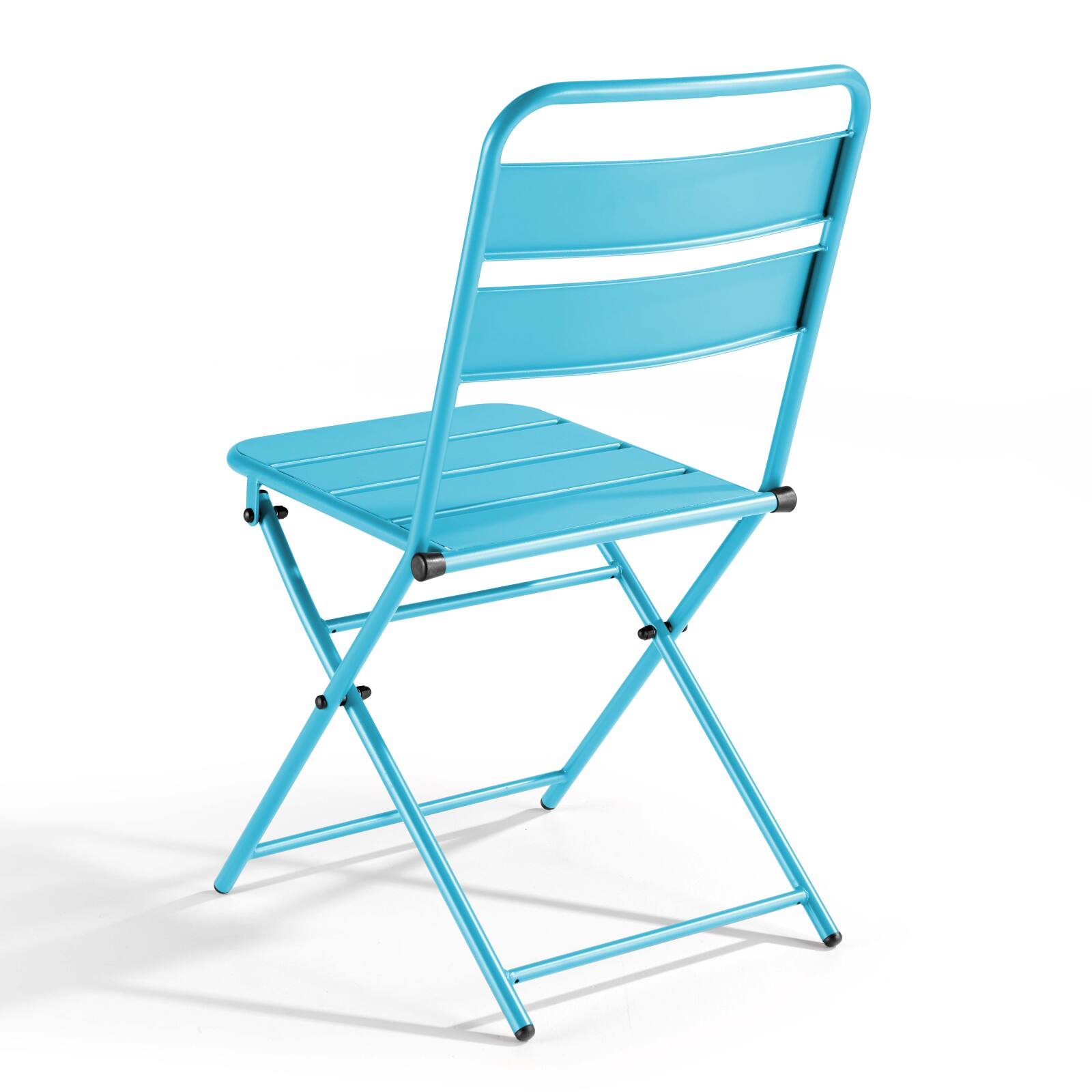 Tavolo da giardino quadrato 70 x 70 cm con piano pieghevole e 2 sedie pieghevoli in metallo