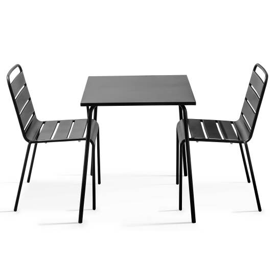 Tavolo da giardino bistrot quadrato in metallo 70x70 cm e 2 sedie | Oviala