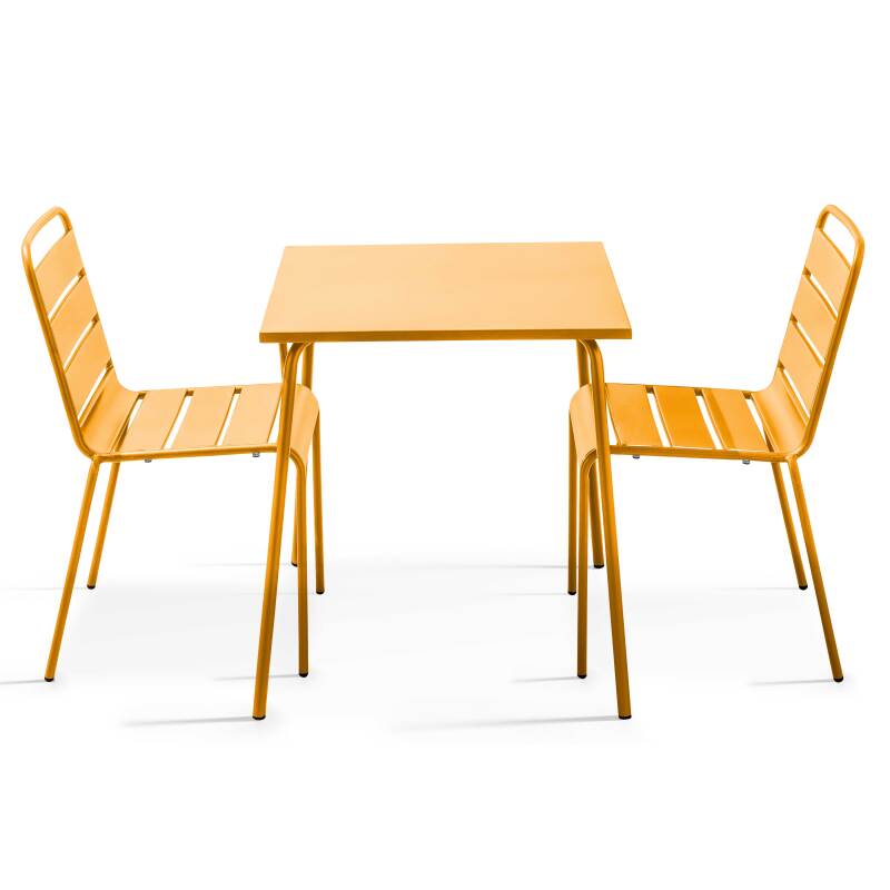 Tavolo da giardino quadrato da bistrot 70 x 70 cm e 2 sedie in metallo