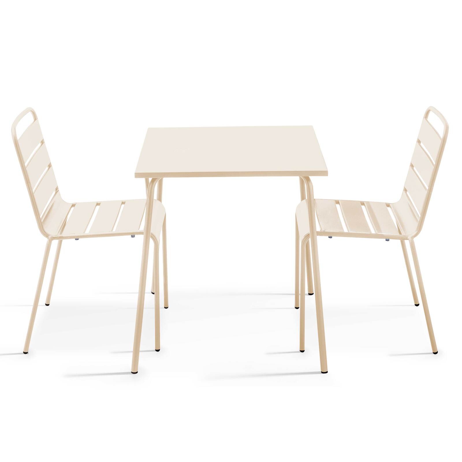 Tavolo da giardino quadrato da bistrot 70 x 70 cm e 2 sedie in metallo