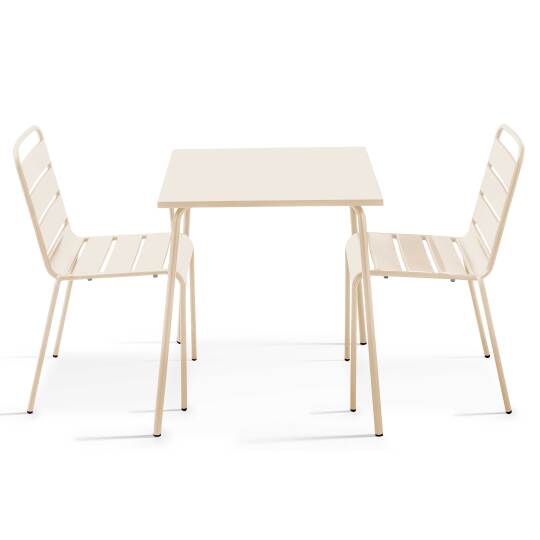 Tavolo da giardino bistrot quadrato in metallo 70x70 cm e 2 sedie | Oviala