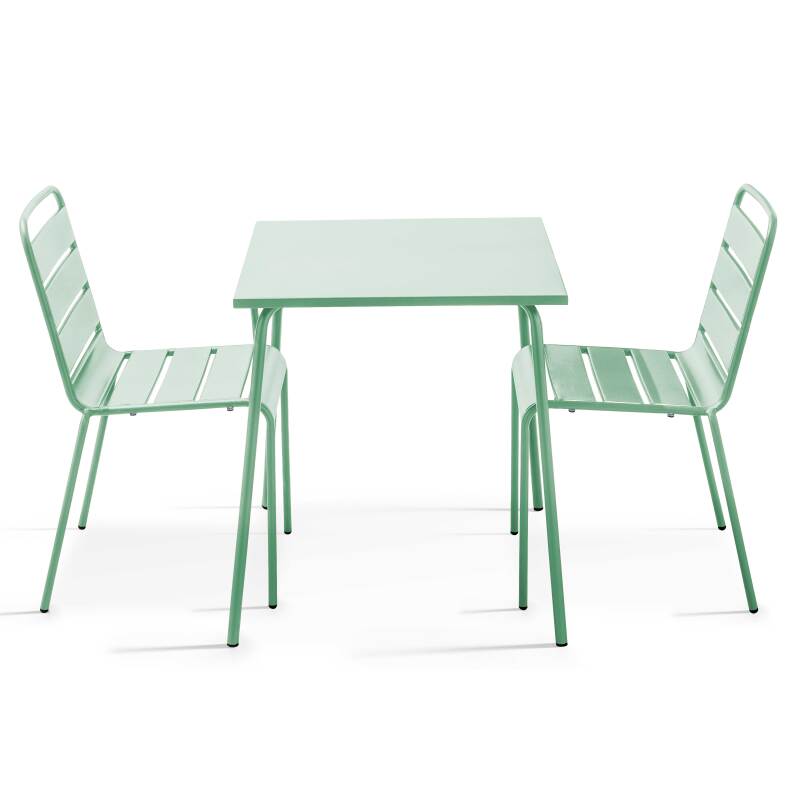 Tavolo da giardino quadrato da bistrot 70 x 70 cm e 2 sedie in metallo