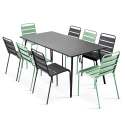 Tavolo da giardino rettangolare 180 x 90 cm e 8 sedie in metallo non corrispondenti
