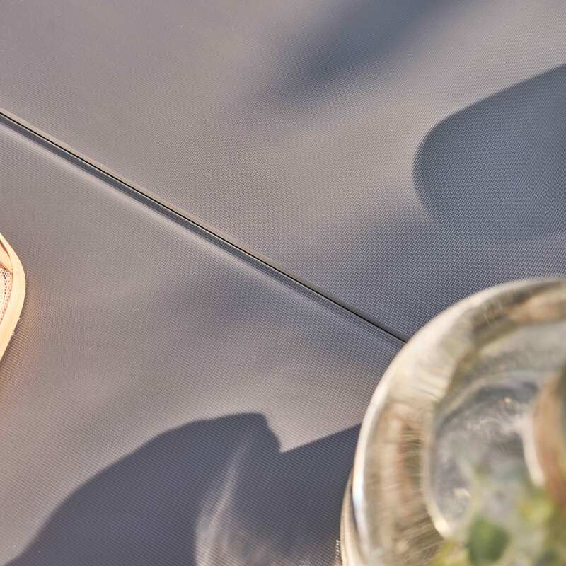 Tavolo da giardino rettangolare allungabile (320 x 100 x 76 cm) in alluminio grigio