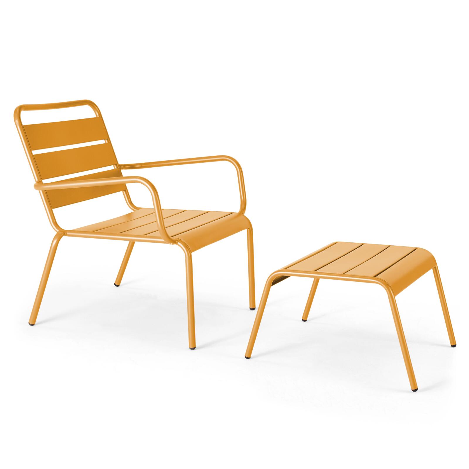 Set di 2 sedie sdraio basse con poggiapiedi coordinati in metallo grigio antracite + 1 colore