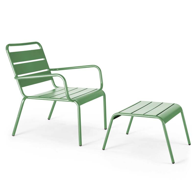 Set di 2 sedie sdraio basse con poggiapiedi coordinati in metallo grigio antracite + 1 colore