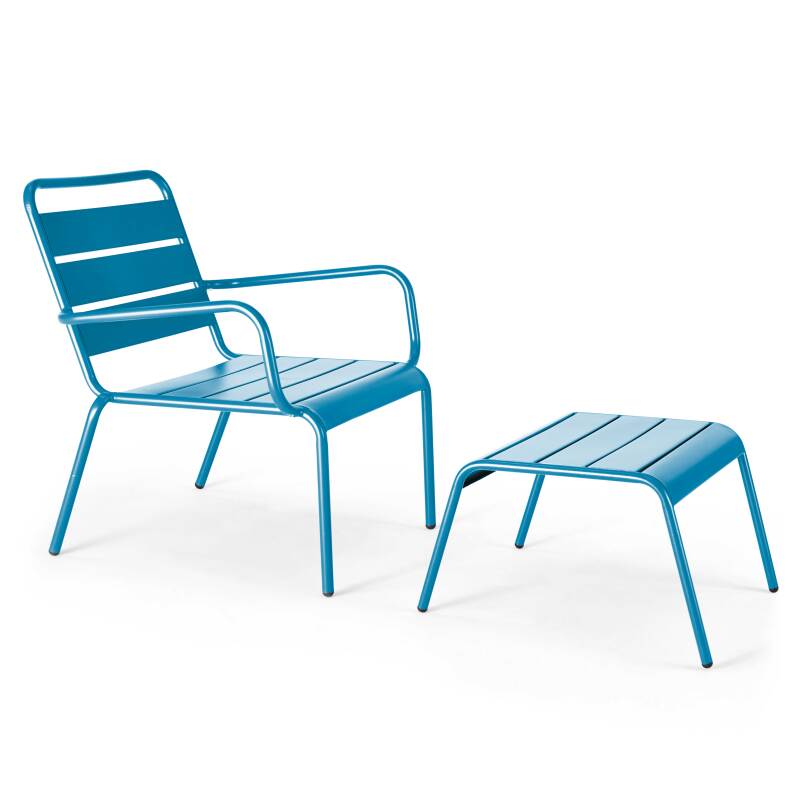 Set di 2 sedie sdraio basse con poggiapiedi coordinati in metallo grigio antracite + 1 colore