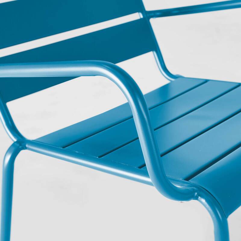 Set di 2 sedie sdraio basse con poggiapiedi coordinati in metallo grigio antracite + 1 colore