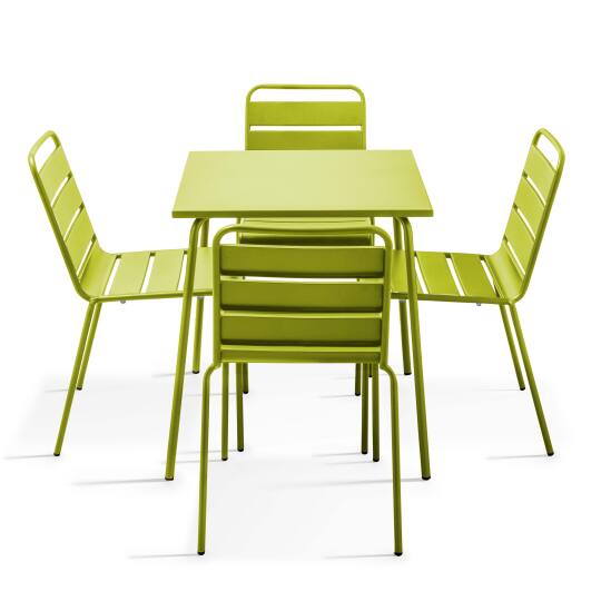 Tavolo da giardino quadrato 70 x 70 cm e 4 sedie in metallo