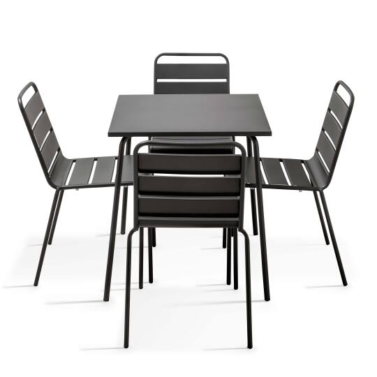 Tavolo da giardino quadrato 70 x 70 cm e 4 sedie in metallo