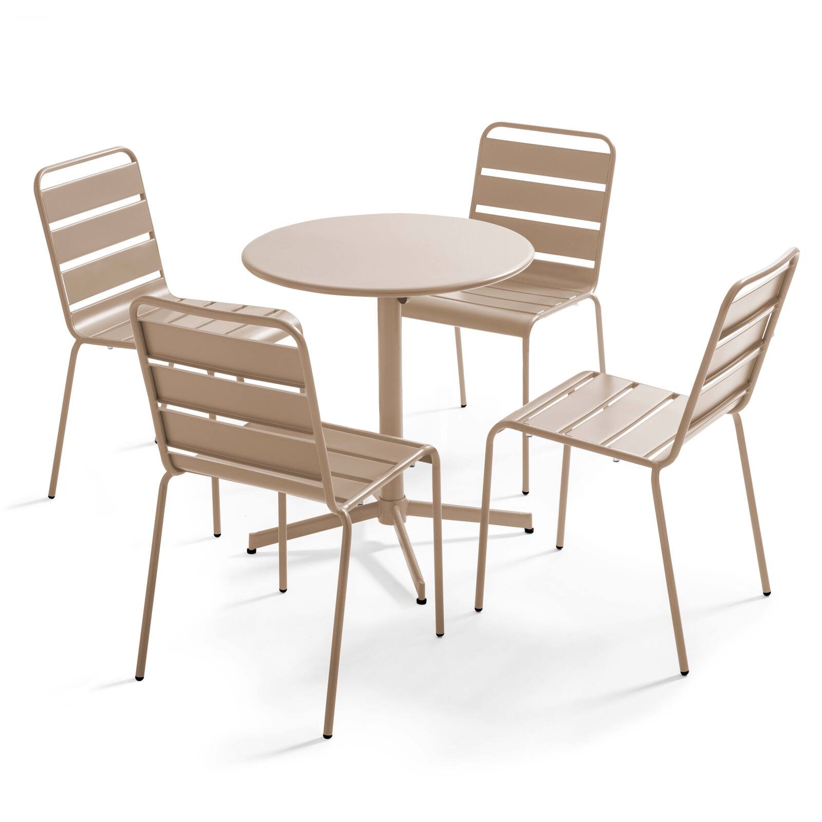 Tavolo da giardino rotondo reclinabile Ø70 x 72 cm + 4 sedie Tavolo da giardino rotondo reclinabile Ø70 x 72 cm + 4 sedie