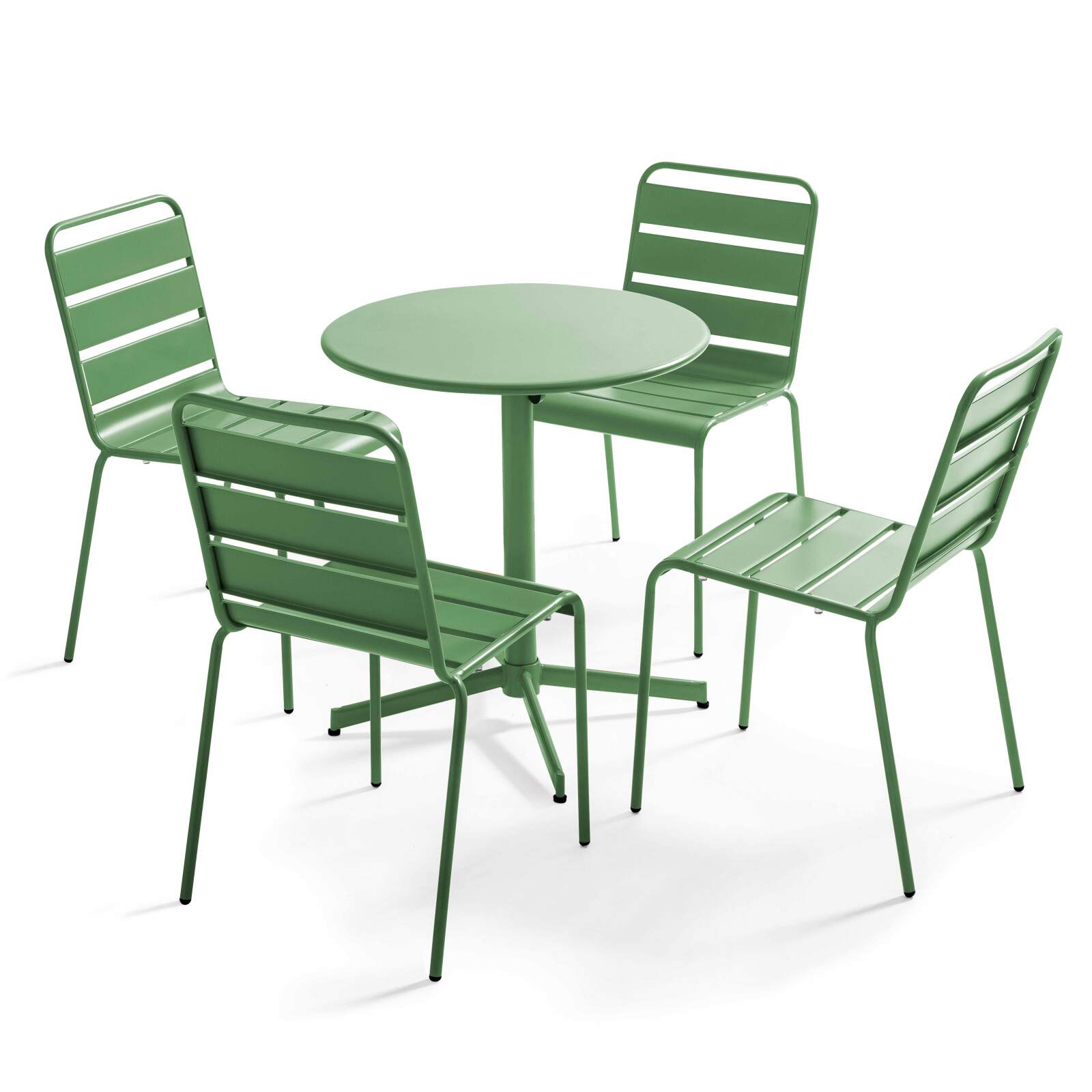 Tavolo da giardino rotondo reclinabile Ø70 x 72 cm + 4 sedie Tavolo da giardino rotondo reclinabile Ø70 x 72 cm + 4 sedie