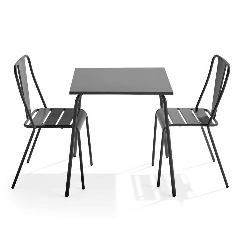 Tavolo da giardino quadrato 70 x 70 cm e 2 sedie da bistrot