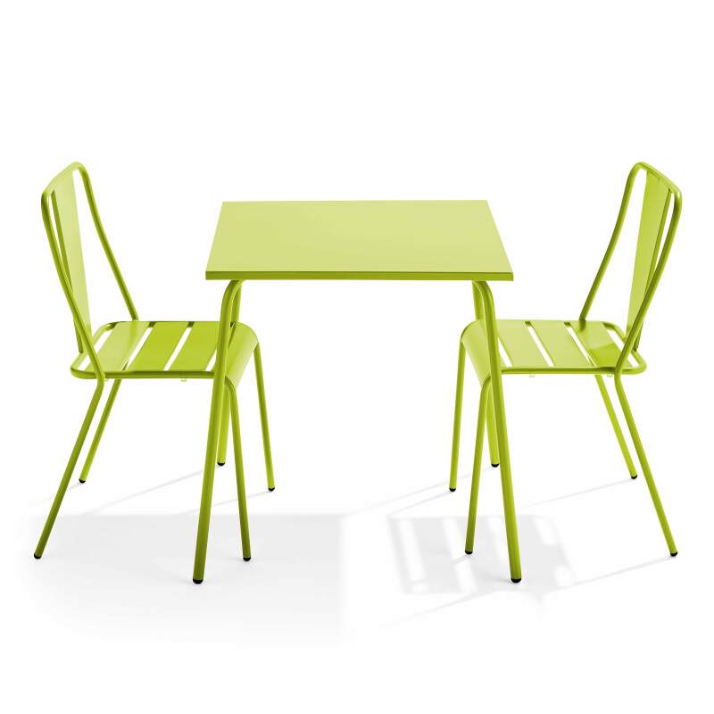 Tavolo da giardino quadrato 70 x 70 cm e 2 sedie da bistrot
