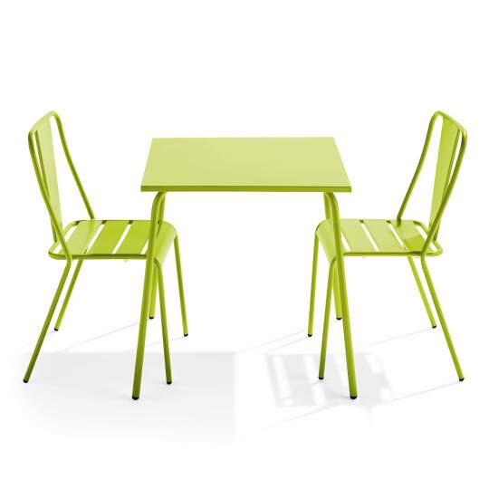 Tavolo da giardino bistrot quadrato in metallo 70x70 cm e 2 sedie | Oviala