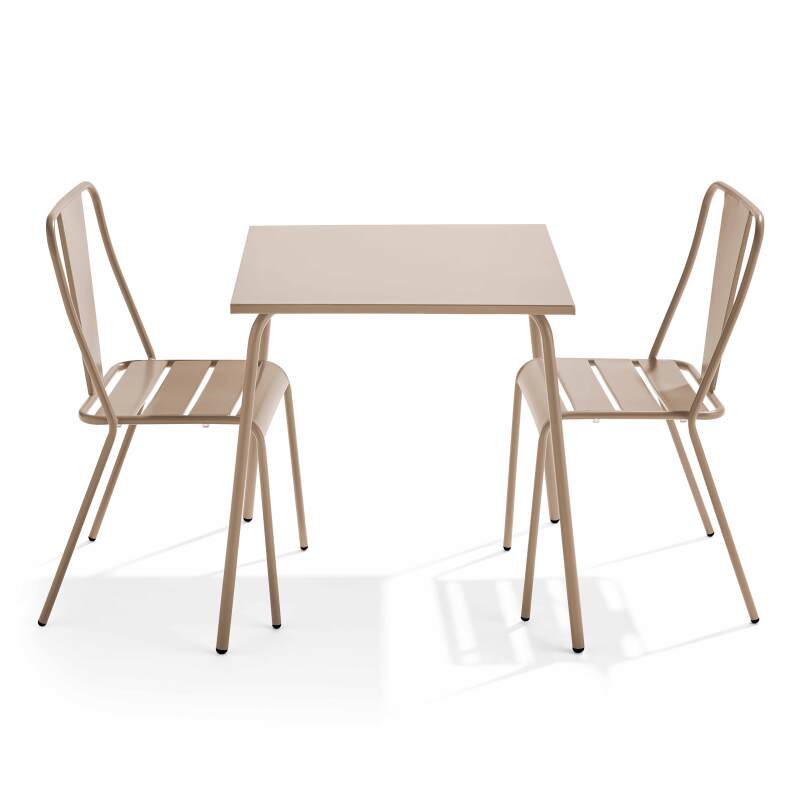 Tavolo da giardino quadrato 70 x 70 cm e 2 sedie da bistrot