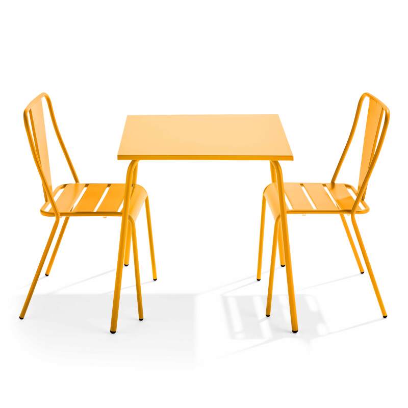 Tavolo da giardino quadrato 70 x 70 cm e 2 sedie da bistrot