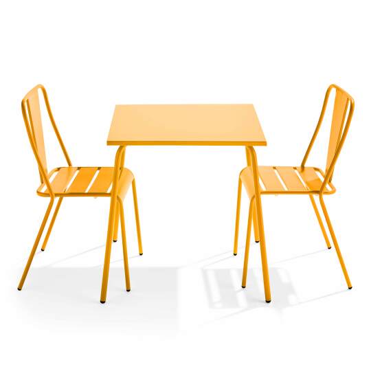 Tavolo da giardino quadrato 70 x 70 cm e 2 sedie da bistrot
