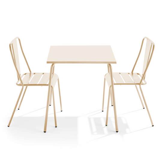 Tavolo da giardino quadrato 70 x 70 cm e 2 sedie da bistrot