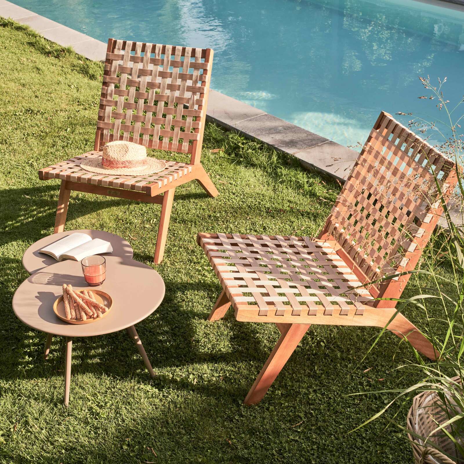 Tavolina da salotto da giardino rotondo Ø50 x 34 cm