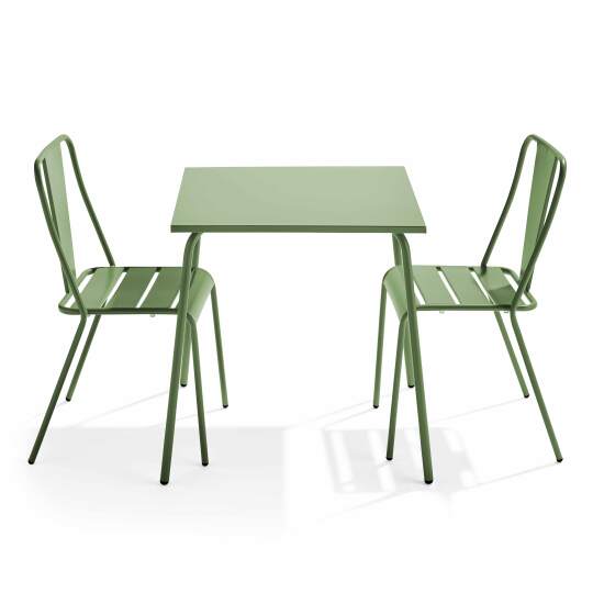 Tavolo da giardino quadrato 70 x 70 cm e 2 sedie da bistrot