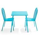 Tavolo da giardino quadrato 70 x 70 cm e 2 sedie in metallo