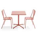 Tavolo da giardino bistrot quadrato reclinabile 70 x 70 cm e 2 sedie in metallo