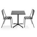 Tavolo da giardino bistrot quadrato reclinabile 70 x 70 cm e 2 sedie in metallo