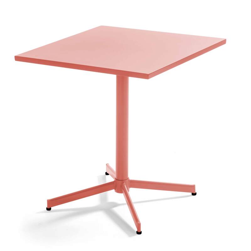 Tavolo da giardino bistrot quadrato reclinabile 70 x 70 cm e 2 sedie in metallo