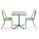 Tavolo da giardino bistrot quadrato reclinabile 70 x 70 cm e 2 sedie in metallo