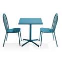 Tavolo da giardino quadrato reclinabile 70 x 70 cm e 2 sedie da bistrot