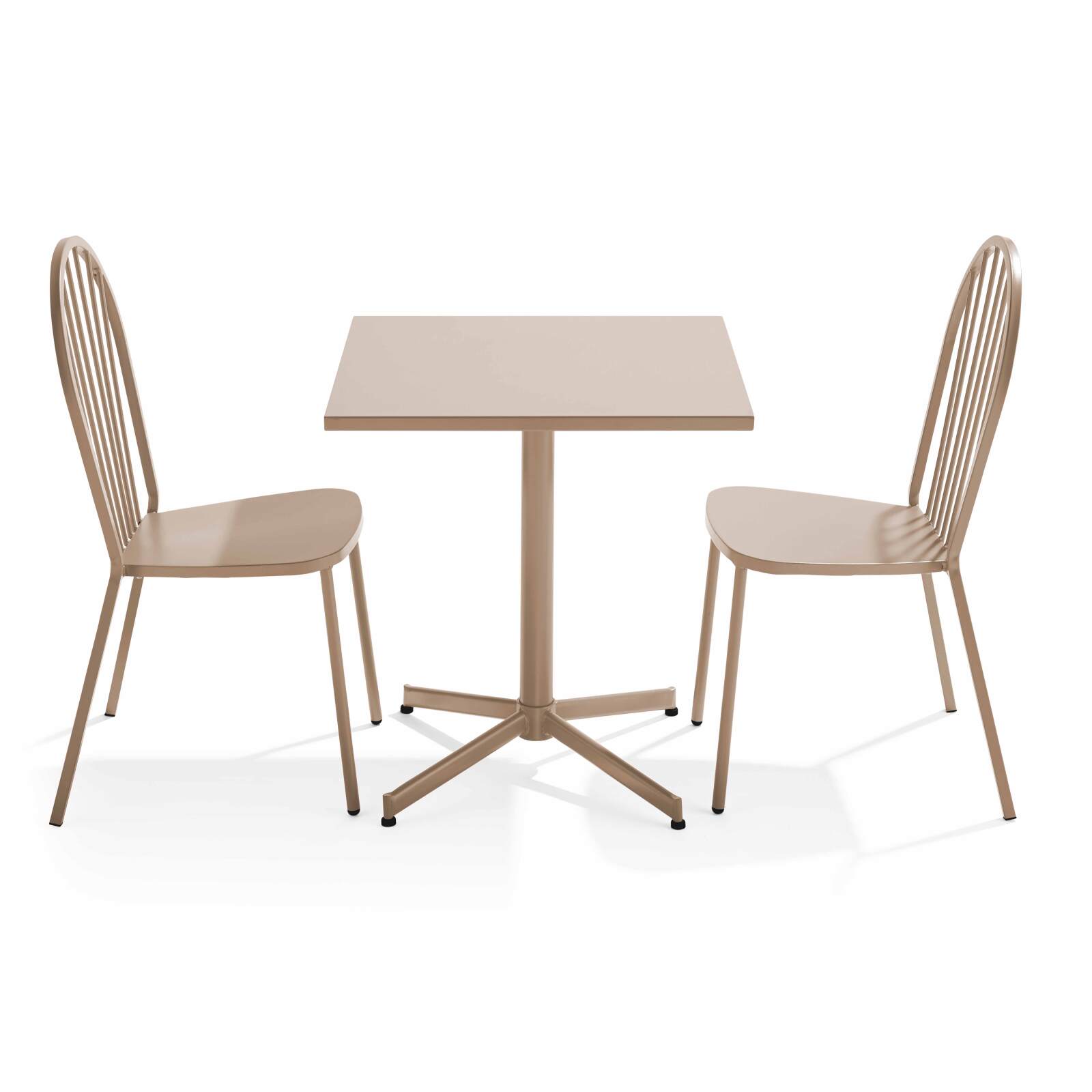 Tavolo da giardino quadrato reclinabile 70 x 70 cm e 2 sedie da bistrot