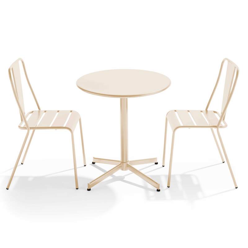 Tavolo da giardino pieghevole da bistrot 70 x 72 cm e 2 sedie in metallo