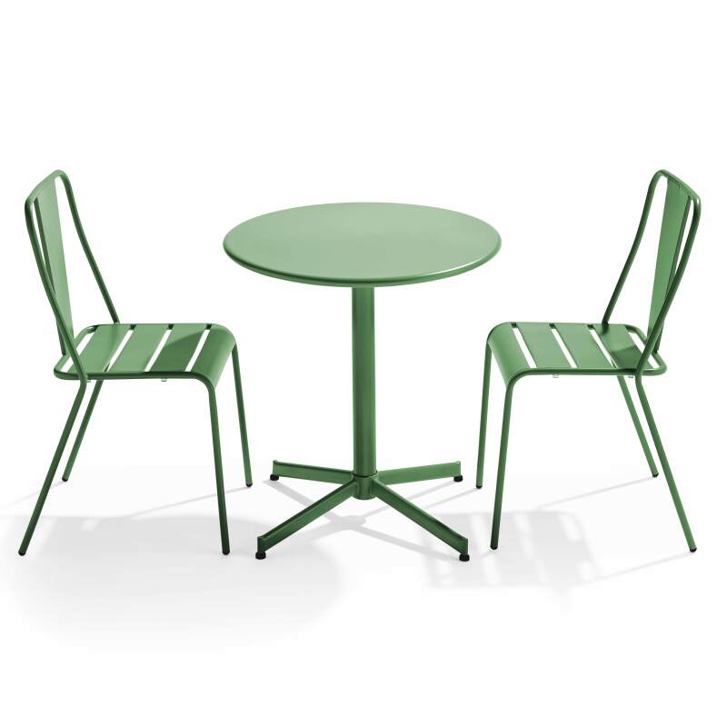 Tavolo da giardino pieghevole da bistrot 70 x 72 cm e 2 sedie in metallo