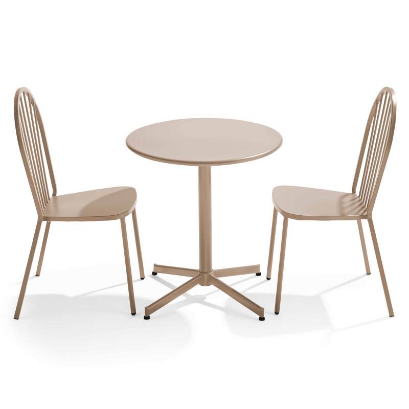 Tavolo da giardino pieghevole da bistrot Ø70 x 72 cm e 2 sedie in metallo