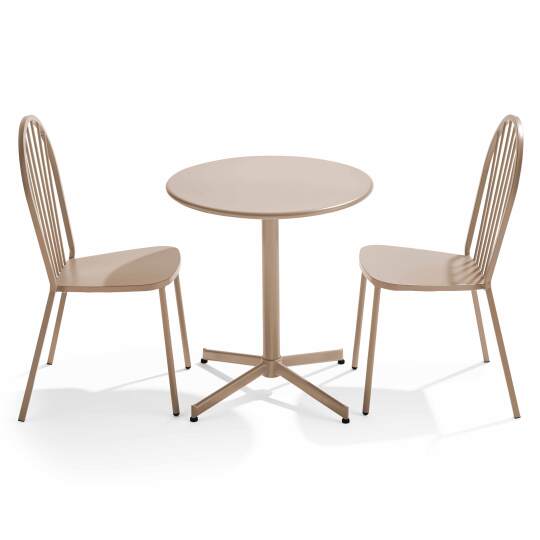 Tavolo da giardino pieghevole da bistrot Ø70 x 72 cm e 2 sedie in metallo