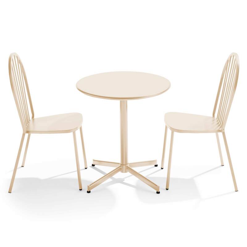 Tavolo da giardino pieghevole da bistrot Ø70 x 72 cm e 2 sedie in metallo