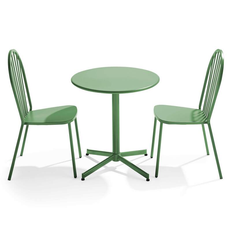 Tavolo da giardino pieghevole da bistrot Ø70 x 72 cm e 2 sedie in metallo